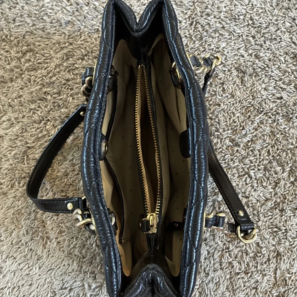 KATE SPADE NEW YORK GOLD COAST MARYANNE BLACK QUILTED LEATHER HANDBAG TOTE PURSE